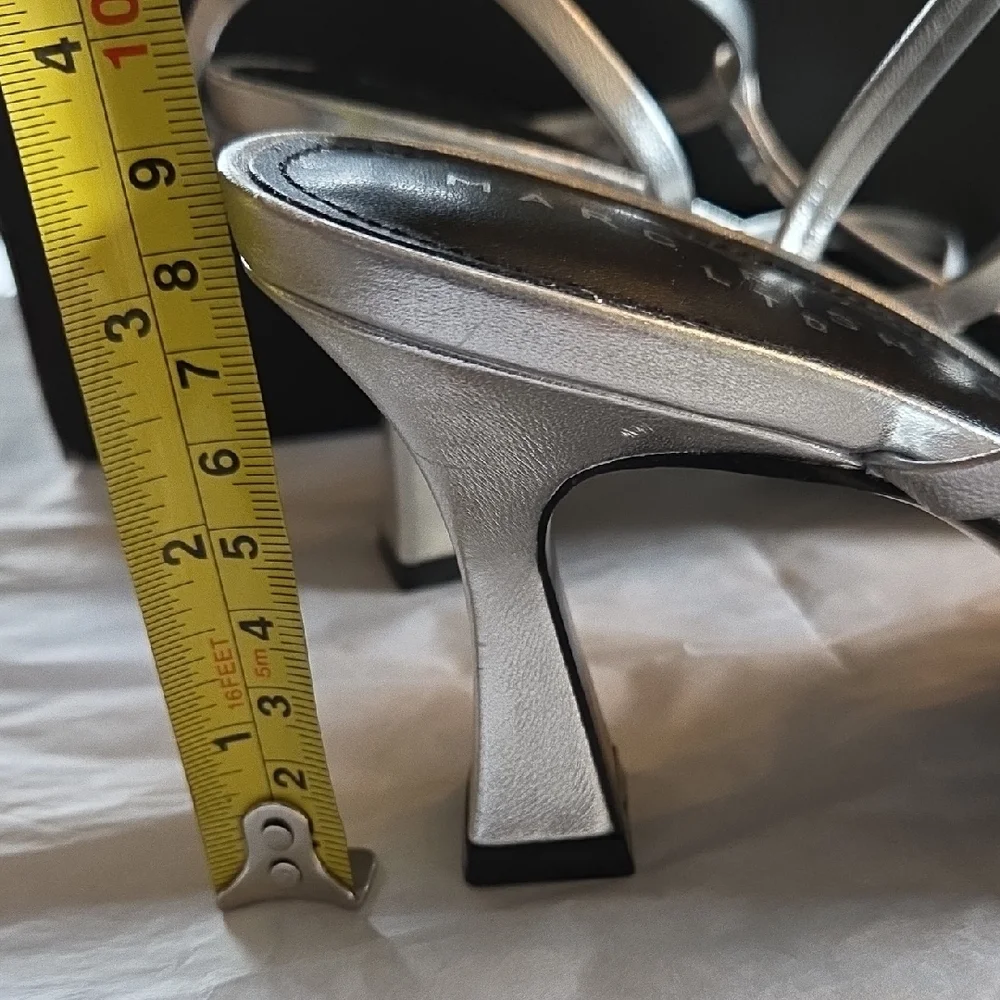 Marc Fisher Dennie T-Strap Silver Sandals - Picture 9 of 12